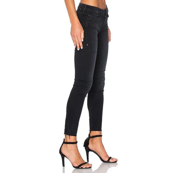MOTHER The Looker Ankle Fray Blackbird Cropped Mid Rise Skinny Jeans, Size 27 - Picture 3 of 16